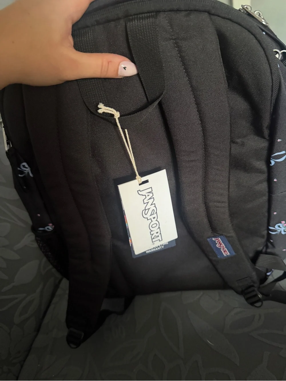 Jansport Backpack with Blue and Pink Floral Bows